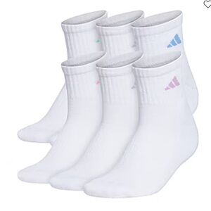 NEW ADIDAS adidas Cushioned Womens 6 Pair Quarter Ankle Socks Size:5-10